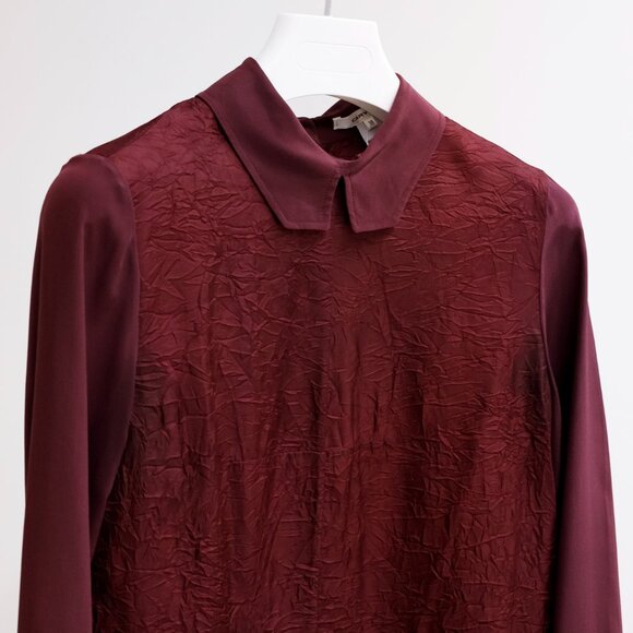 Carven Burgundy Wrinkle-Textured Blouse - Picture 3 of 12
